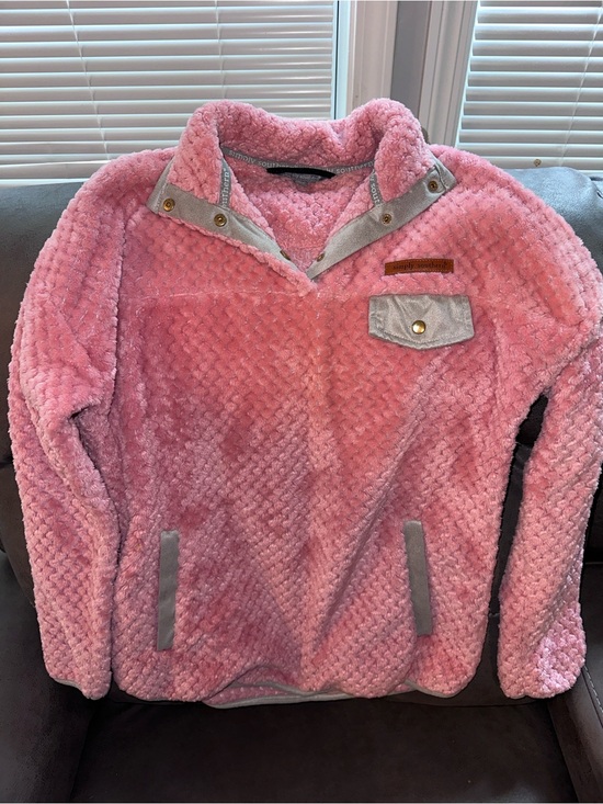 Simply Southern Jackets & Blazers - Simply Southern Pink Sherpa Snap Pullover Fleece Women’s Small